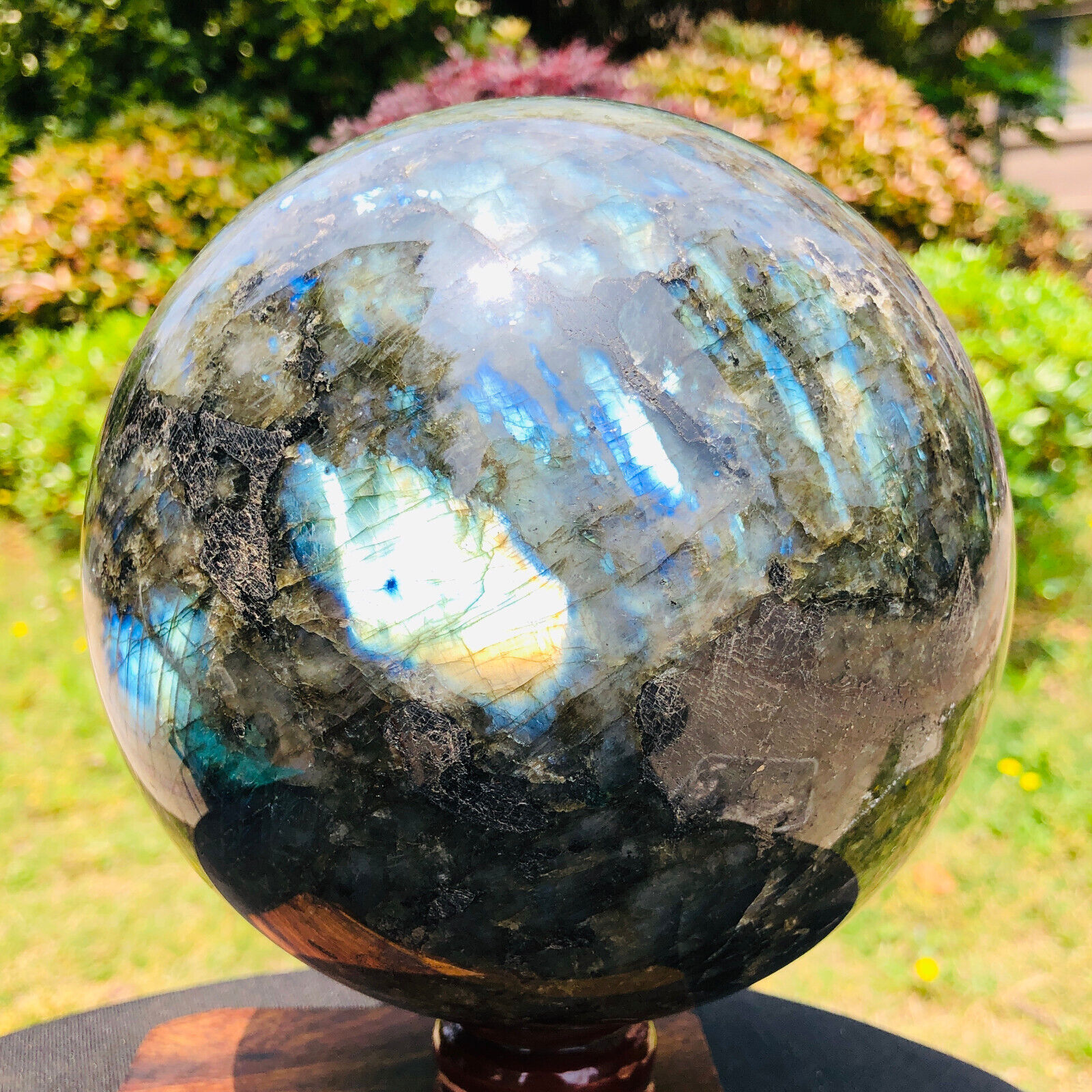 13LB Natural Rainbow labradorite ball Quartz Crystal sphere Reiki healing
