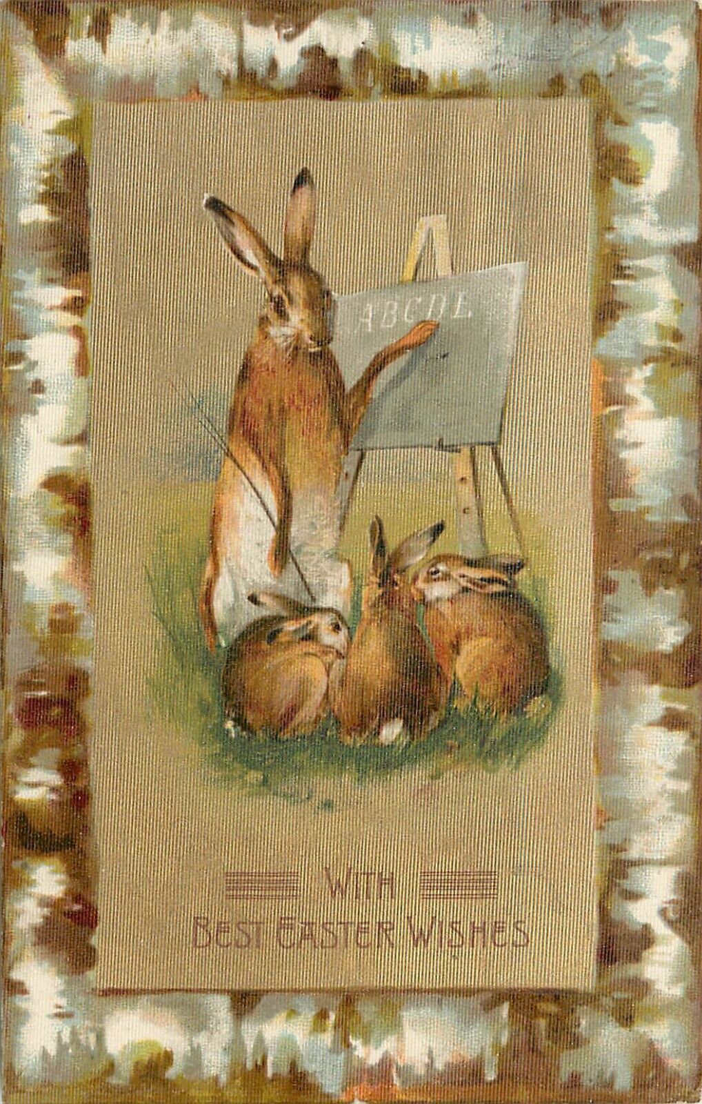 Winsch Textured Postcard Rabbit Children Learn To Read Easter Greetings