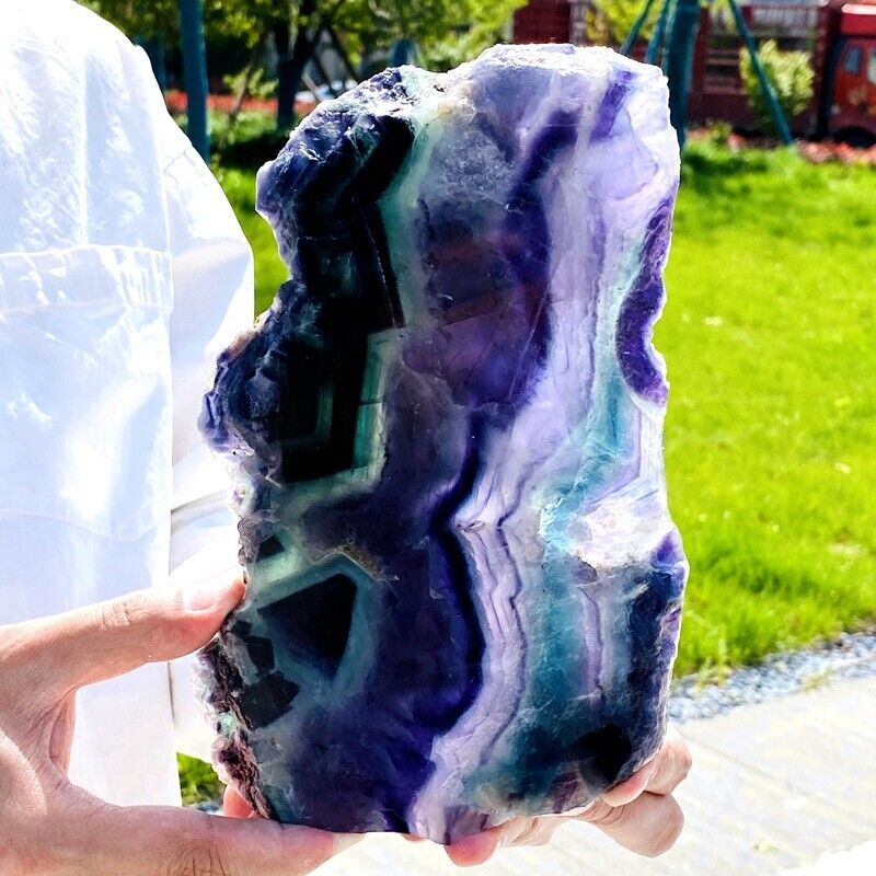 3.37LB Natural color fluorite slice quartz crystal mineral specimen