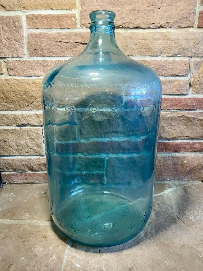 Vintage Empty Water 5 Gallon Glass Jug. Embossed & Arrowhead bottom