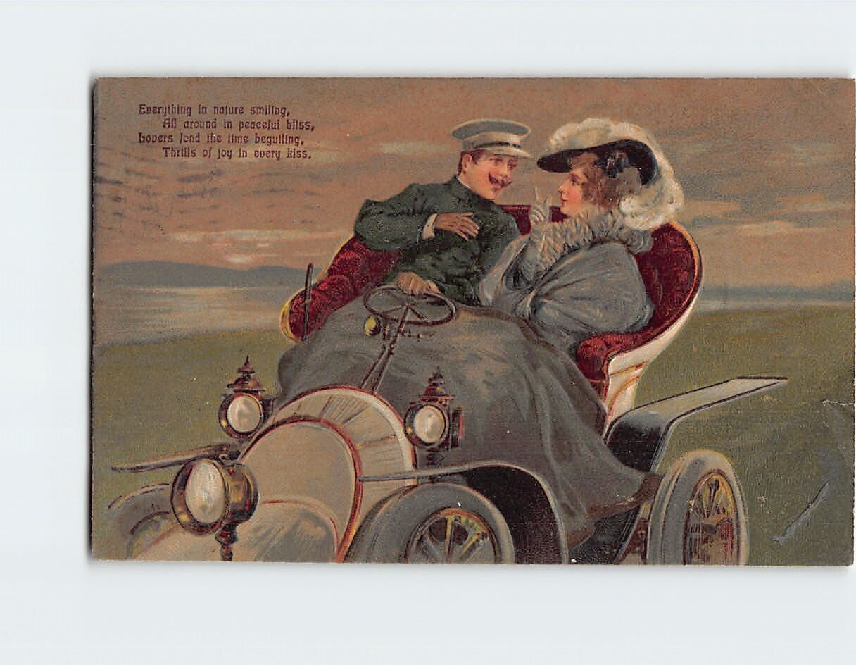 Postcard A Couple About to Kiss Embossed Card