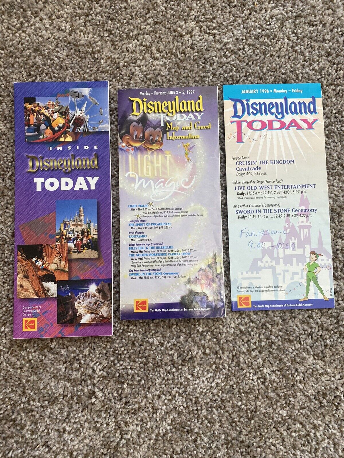 1994-1997 Lot of 3 Disneyland Today Map and Guest Information Vintage