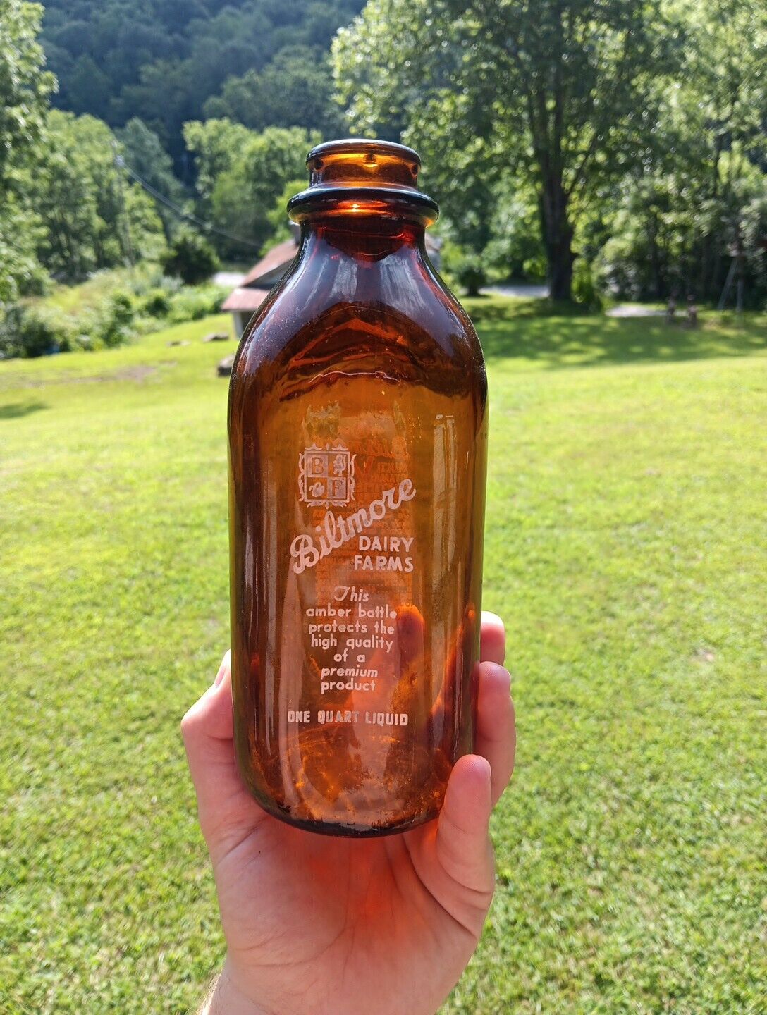 biltmore dairy farm amber milk bottle