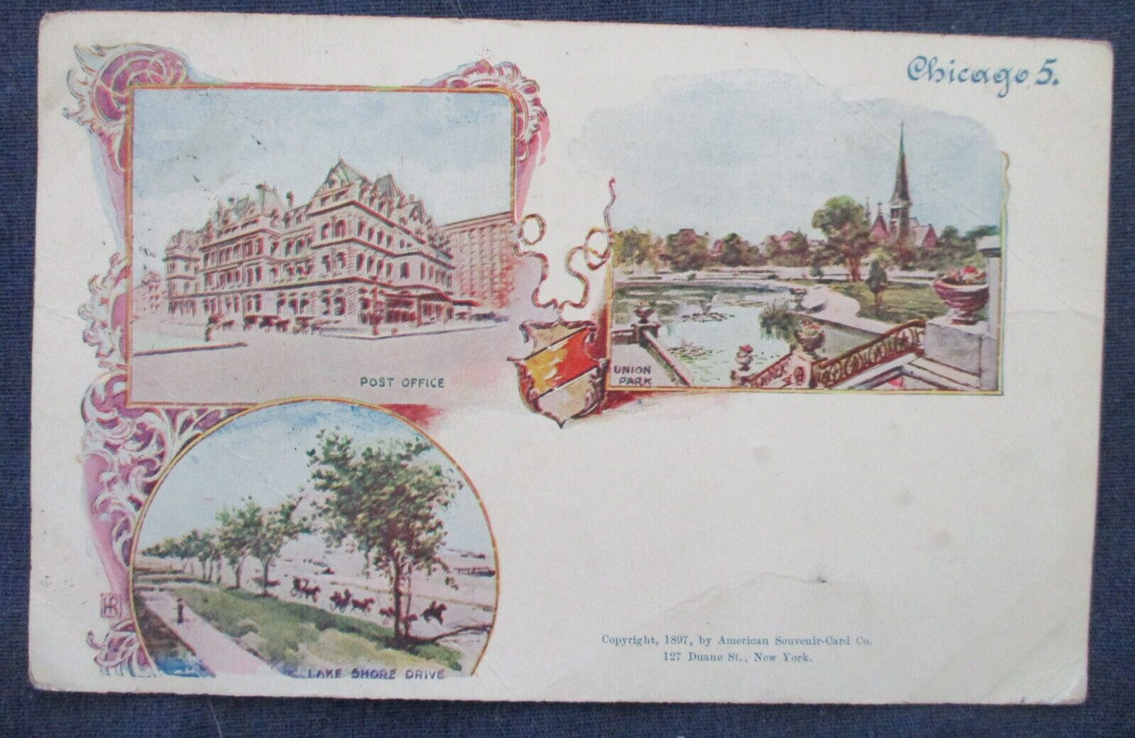 Chicago Illinois Multi View Postcard Copyright dated 1897 Souvenir Card Co