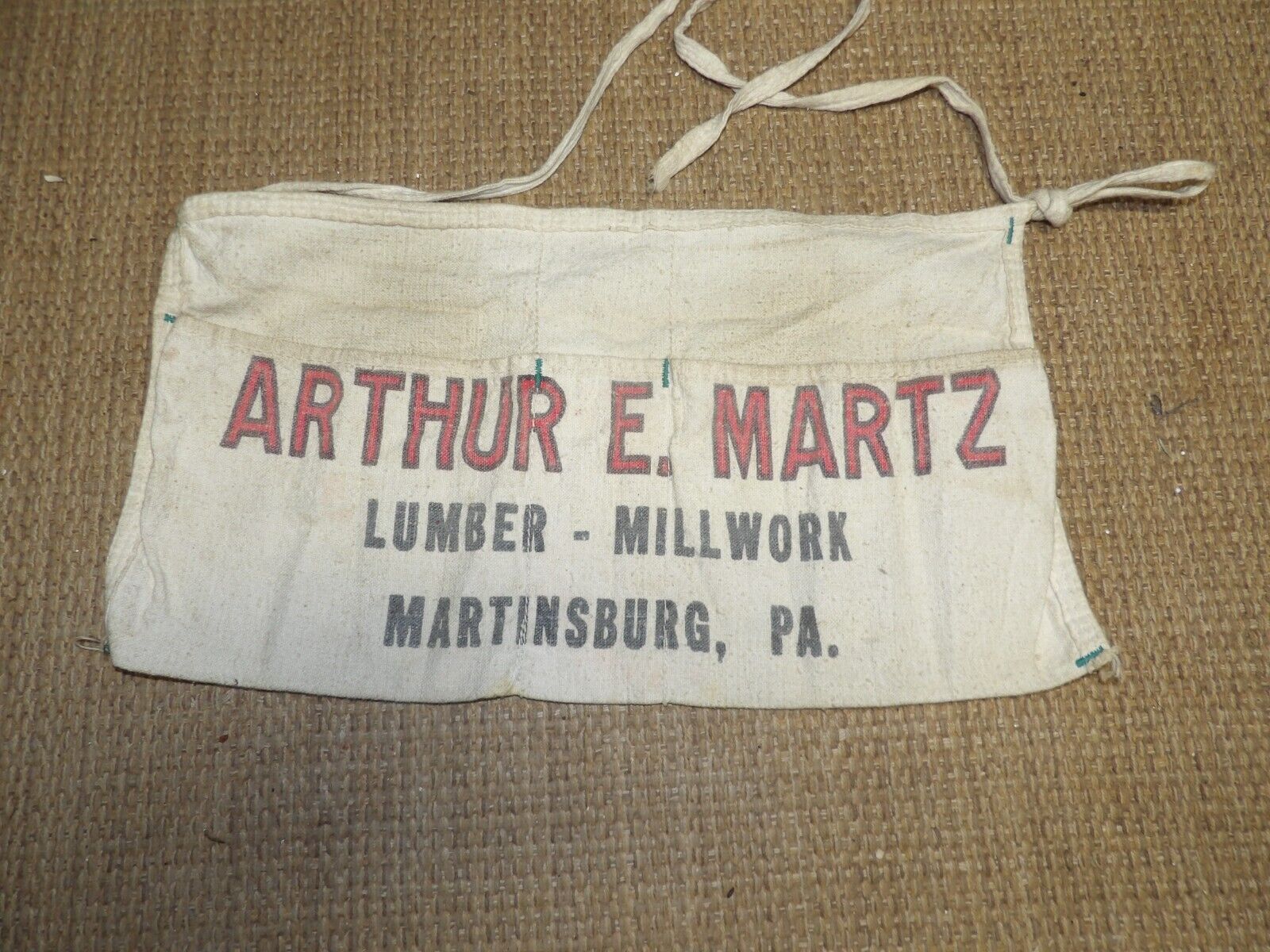 Vintage Carpenters Apron Arthur E. Martz Martinsburg PA