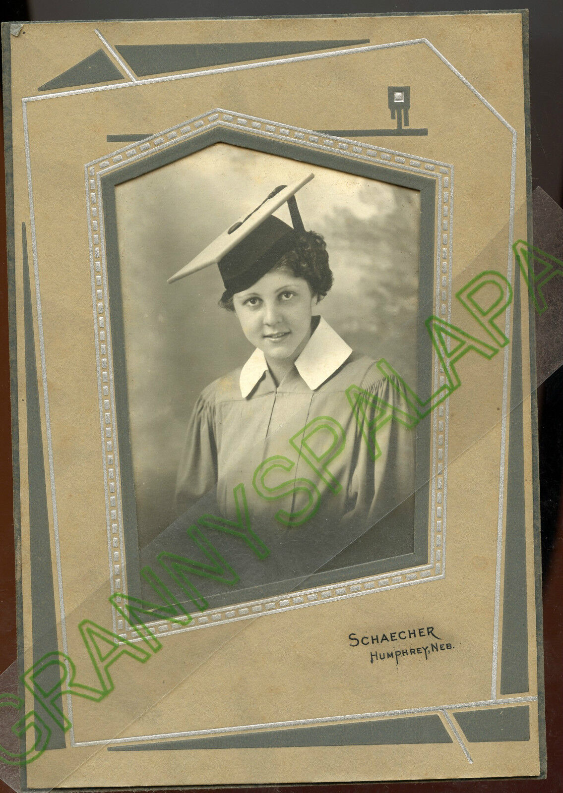 Antique Fancy Matted Photo - Humphrey, Nebraska - Young Lady Graduate, Nice Cond