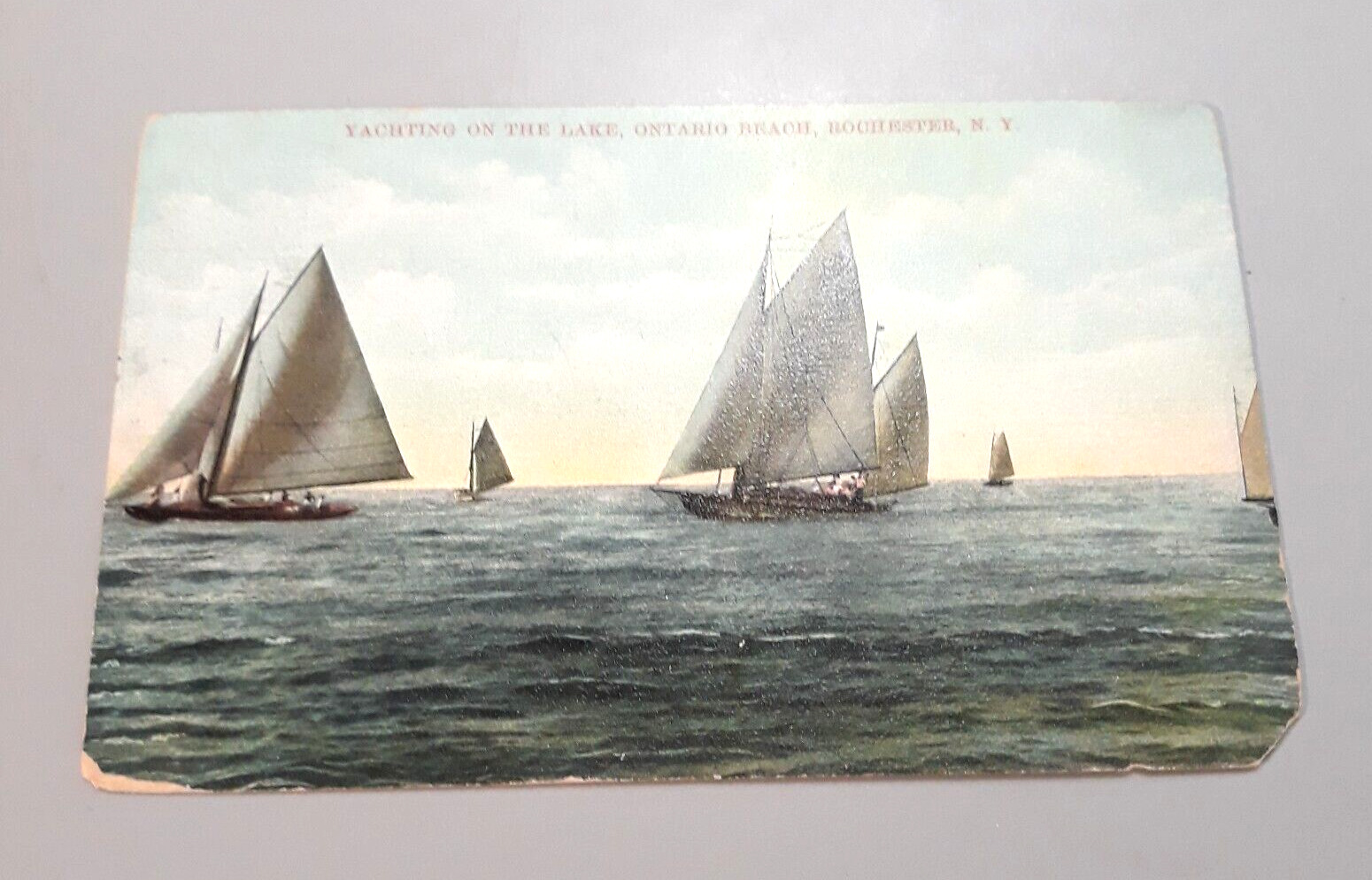 Vintage Postcard Rochester NY New York YACHTING ON THE LAKE Ontario Beach