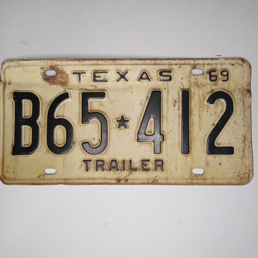 Vintage 1969 Texas Trailer License Plate B65-412