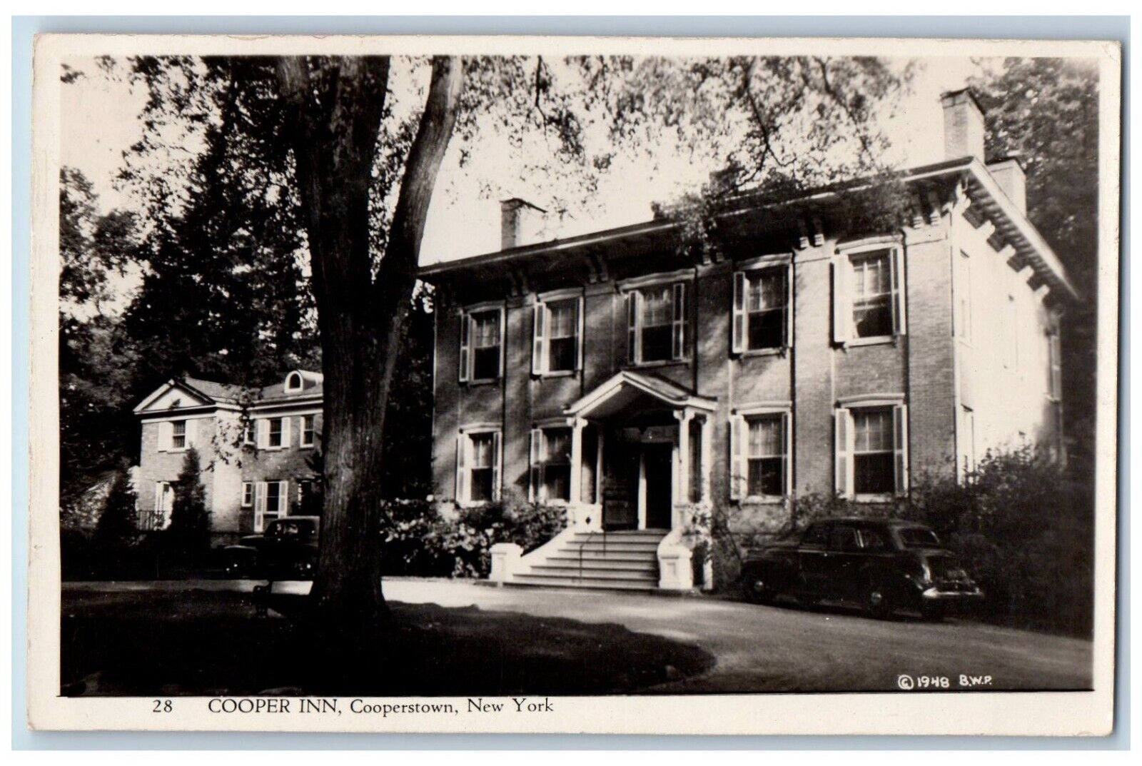 Cooperstown New York Postcard RPPC Photo Cooper Inn Hotel Car 1952 Vintage
