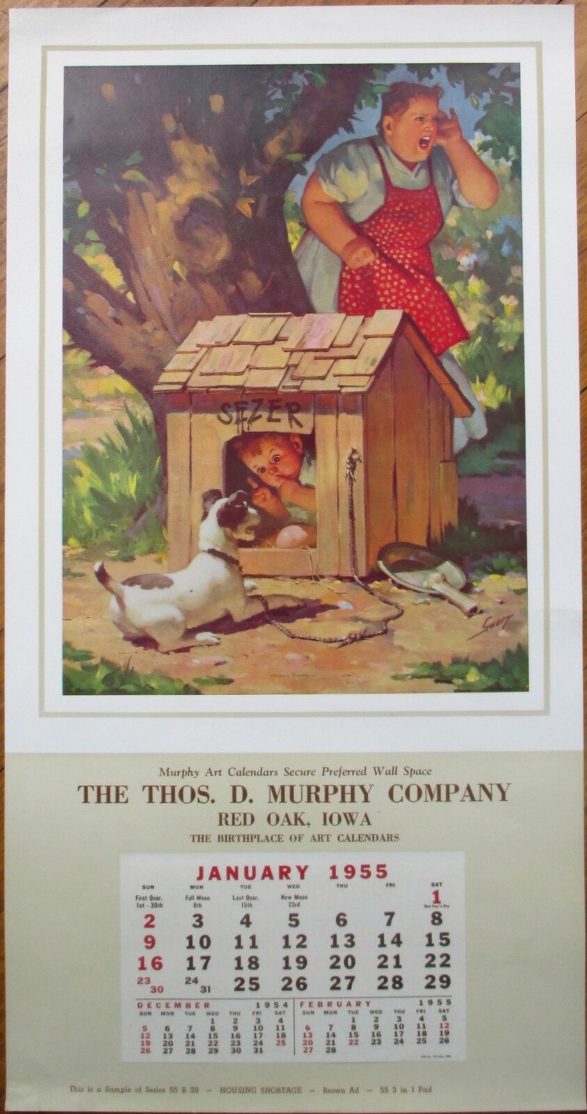 Boy in Dog House 1956 Advertising Calendar / 11\