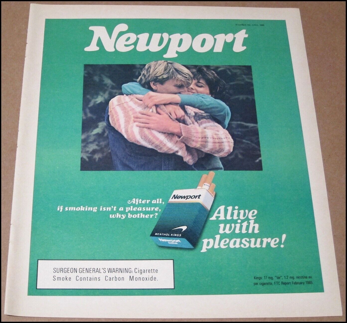 1989 Newport Cigarettes Print Ad Advertisement Vintage 10x12 Alive With Pleasure