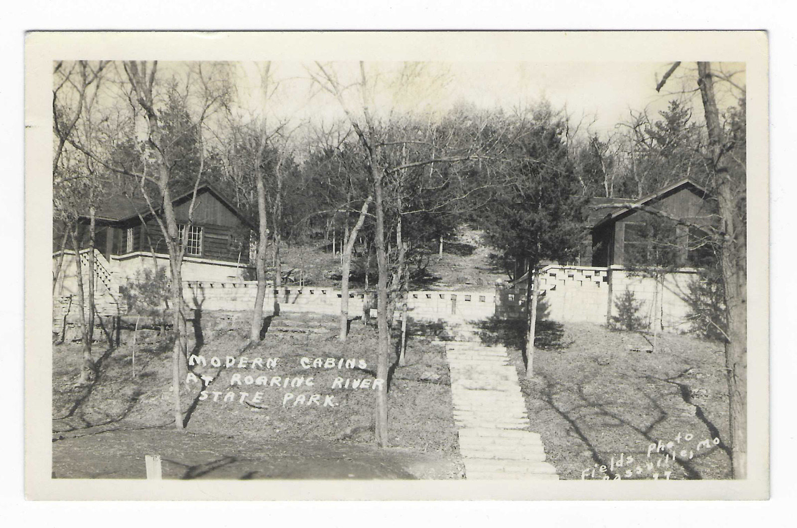 Vintage Postcard Cabins at Roaring River State Park Cassville, Mo RPPC UNP