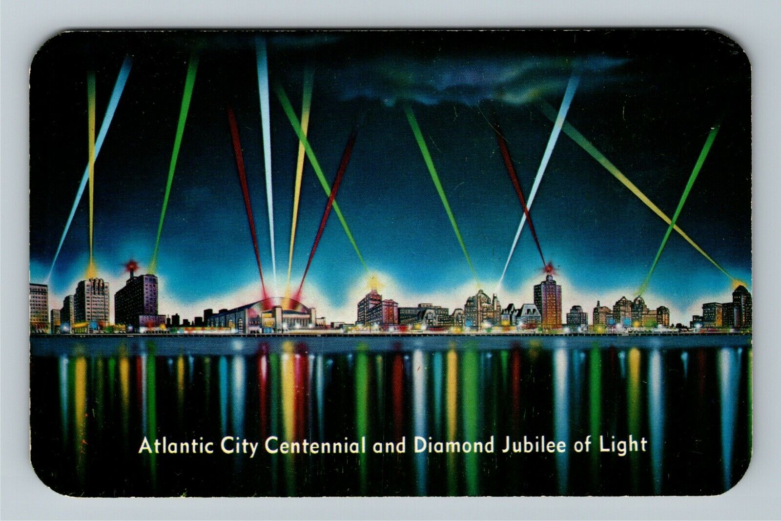 Atlantic City NJ-New Jersey Atlantic City Skyline,1954 Festival Vintage Postcard