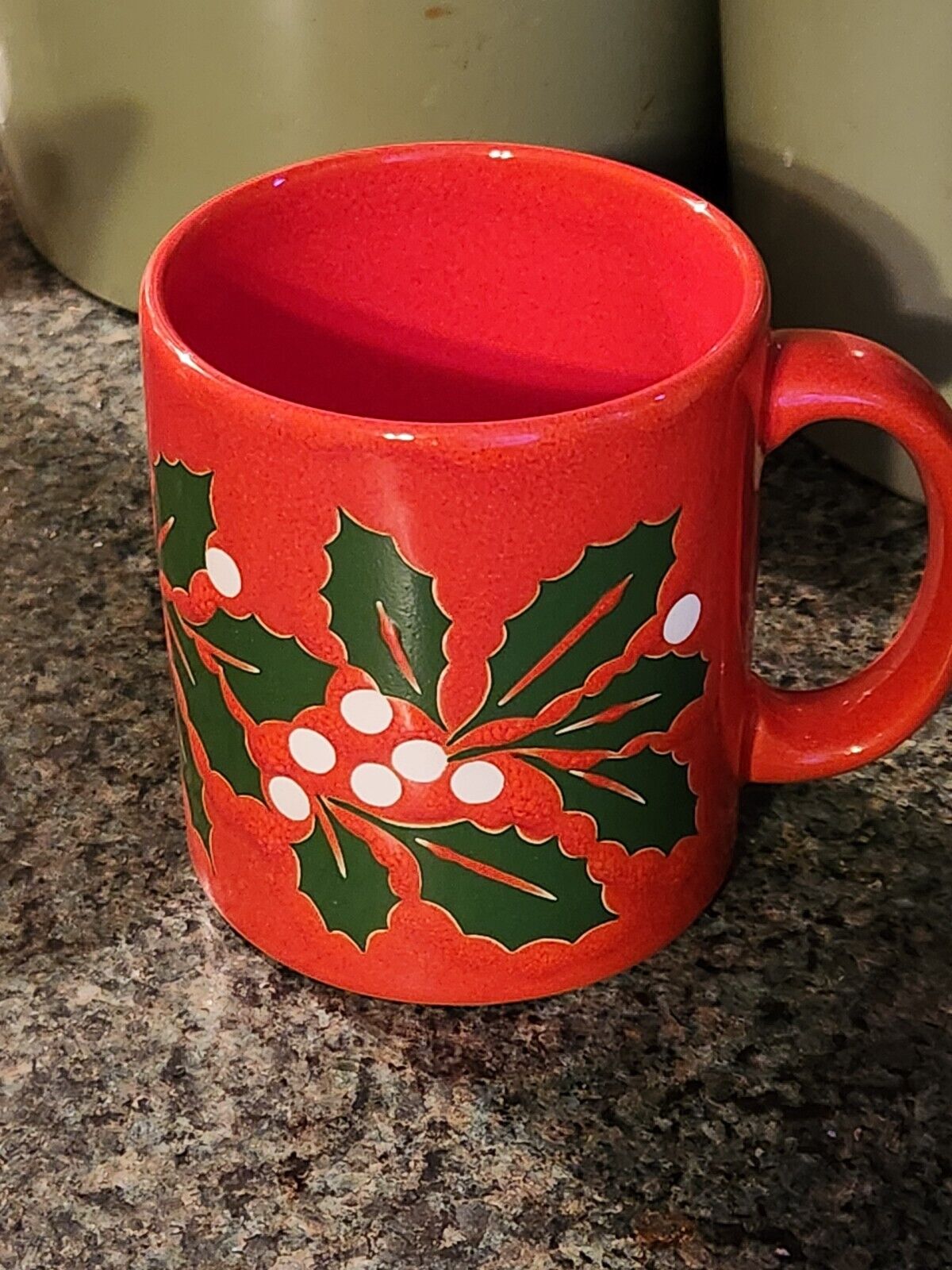 Waechtersbach Red Christmas Holly Theme Mug West Germany