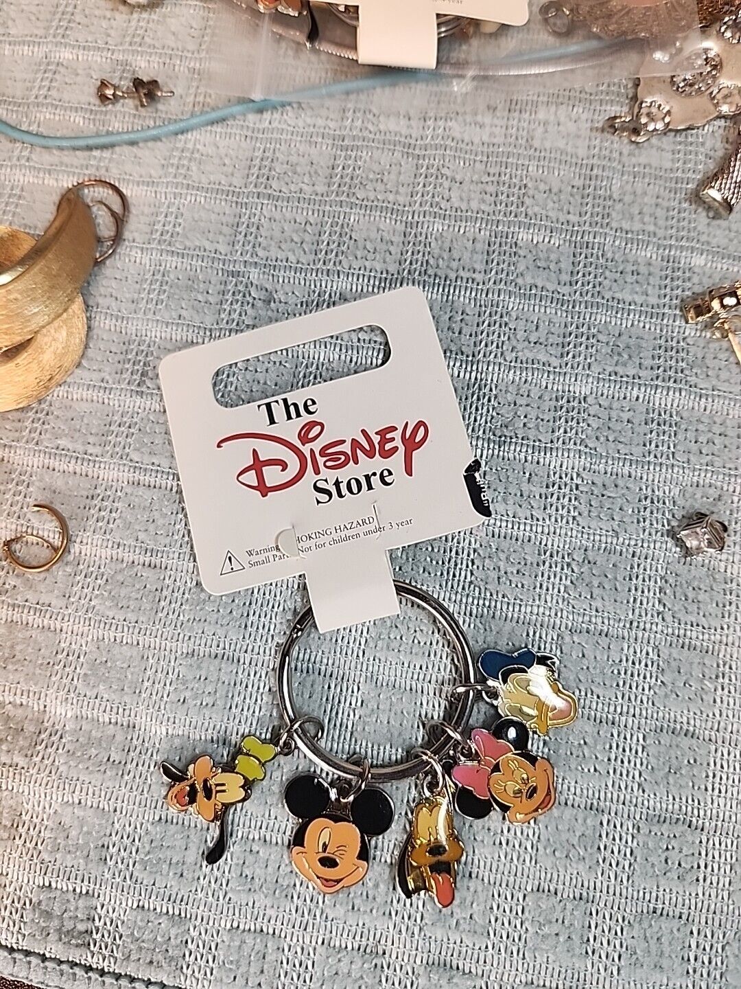 Vintage Collection of Walt Disney Enameled Charms on Key Ring 