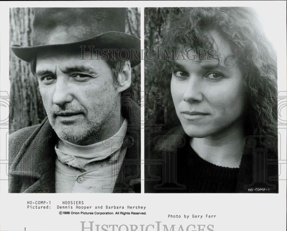 1986 Press Photo Dennis Hopper and Barbara Hershey in scenes from \