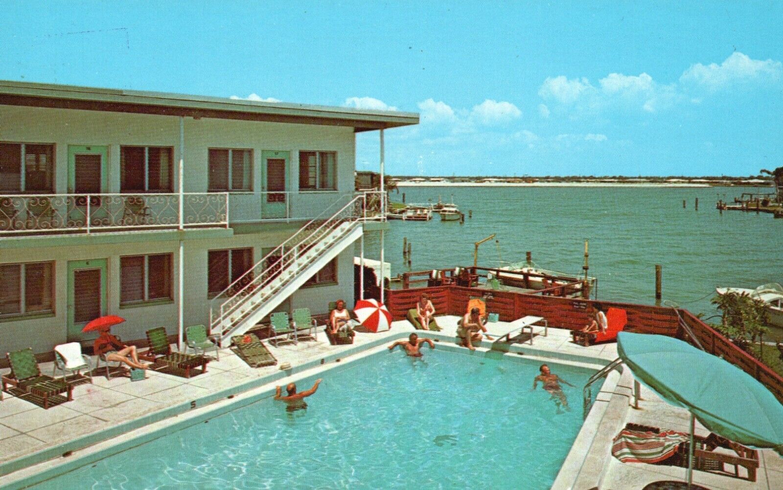 Postcard FL Clearwater Beach Surf N Sand Apartment Motel Chrome Vintage PC G7137