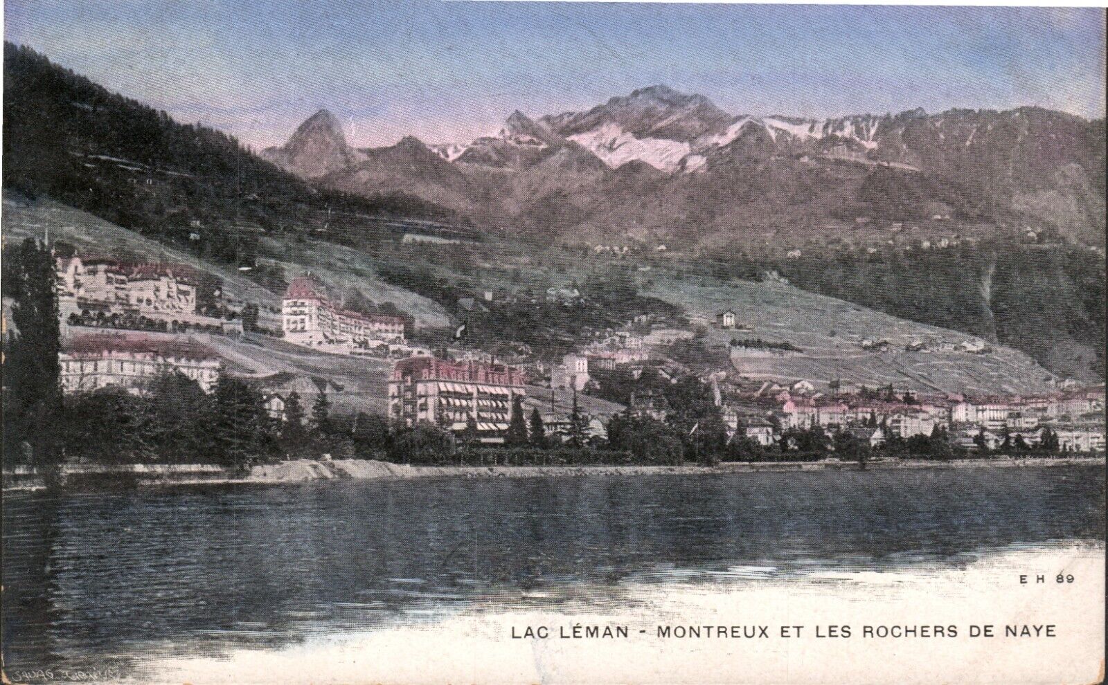 Lake Leman Montreux and the Rocks of Naye (Swiss Alps) Postcard UNPOSTED