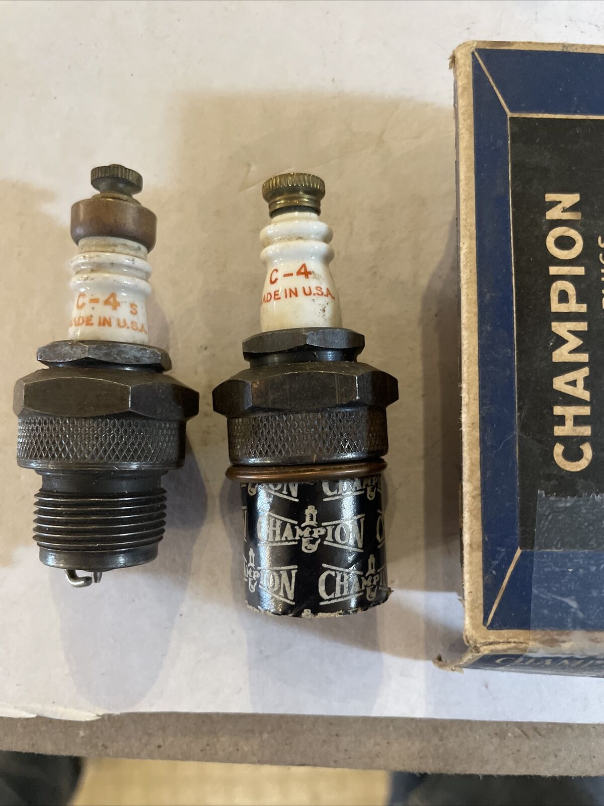 Antique Champion Spark Plugs C-4 One NOS With Box