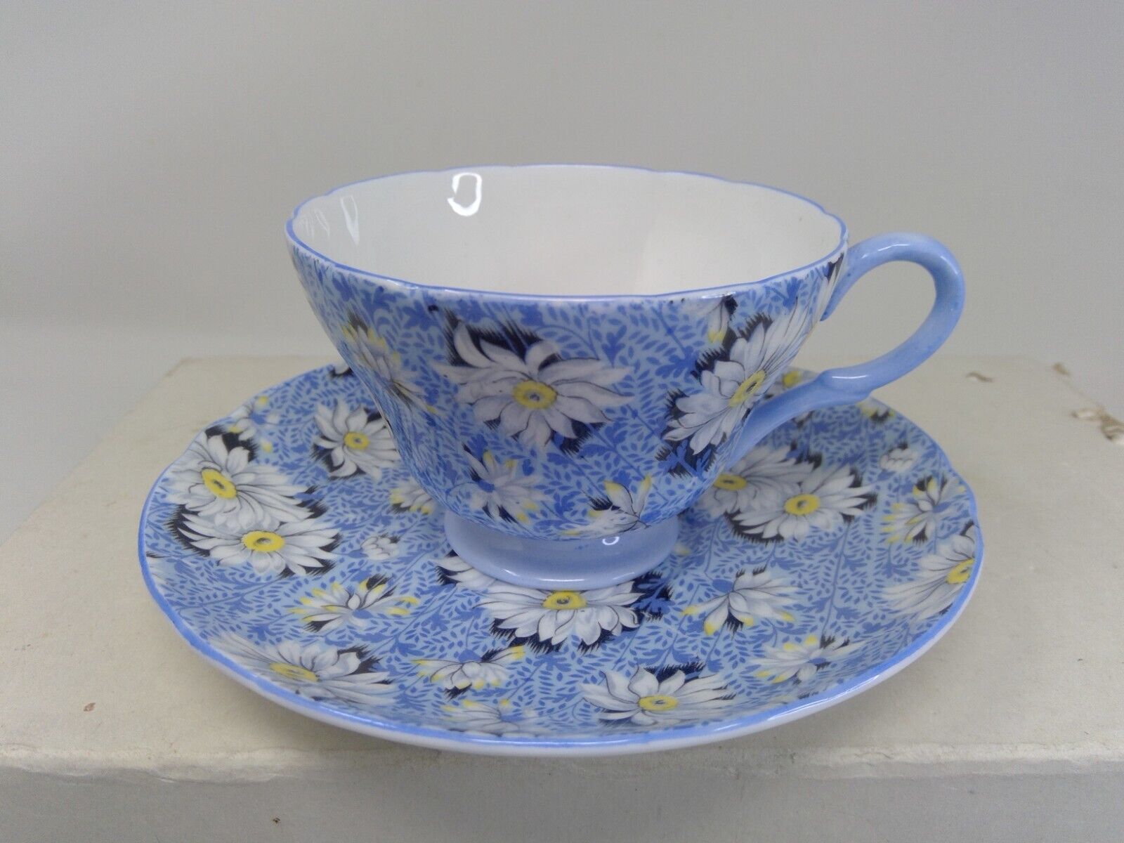 Vintage Shelley Bone China Blue Daisy Cup and Saucer