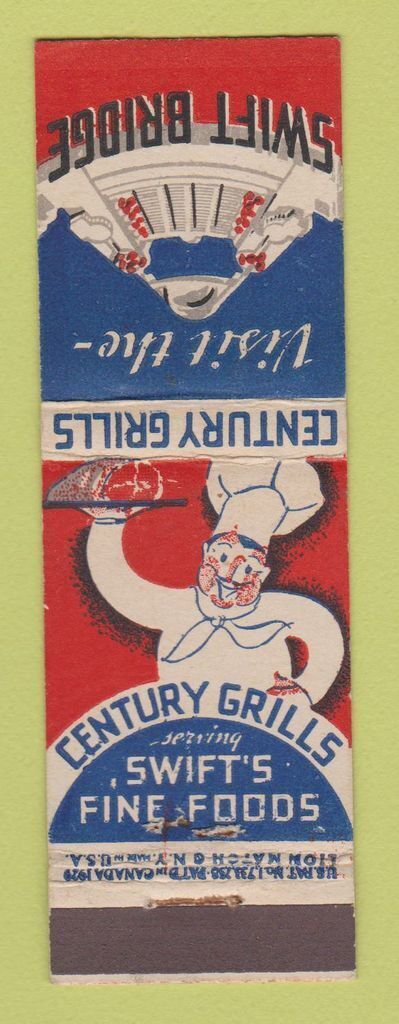 Matchbook Cover - Century Grills Chicago IL Lion Canada 1929 1933 World\' Fair