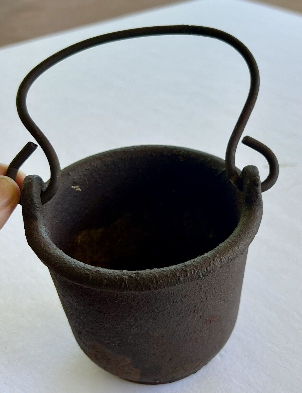 Antique Vtg Cast Iron Cauldron Glue Melting Smelting Pot Metal 3 1/2”Marked 4