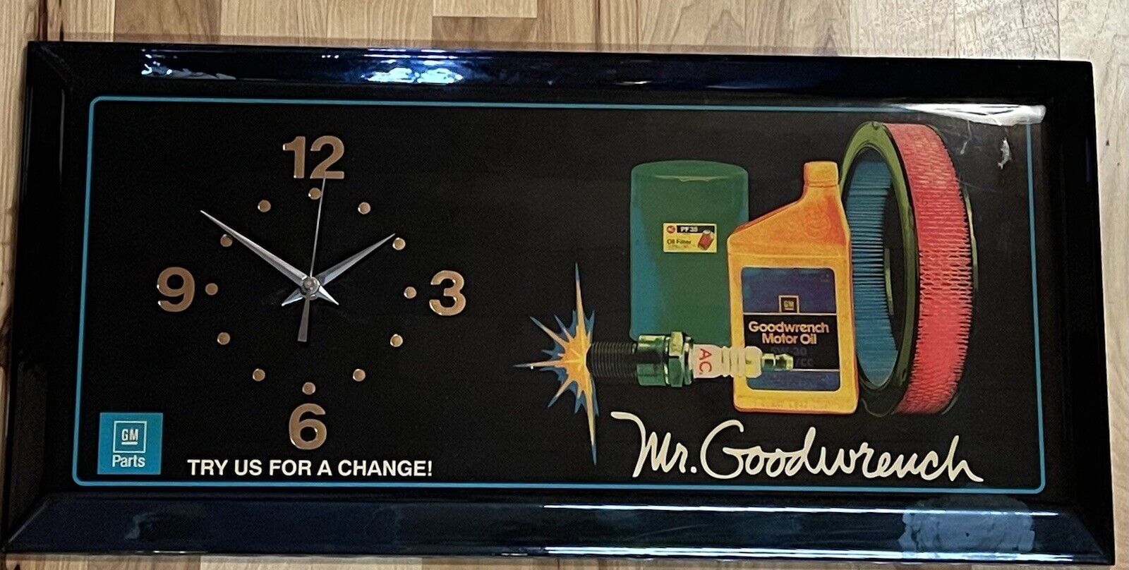 Vintage Mr. Goodwrench Wall Clock Vertical Hang Black Battery Operated