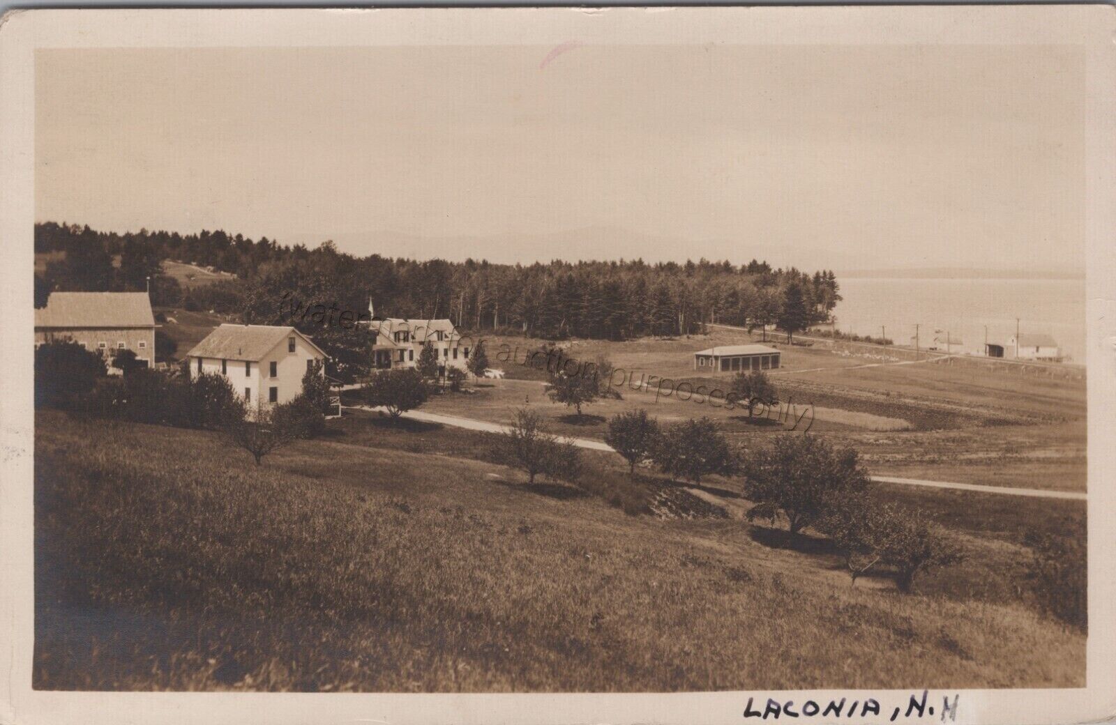 Laconia, NH: Farmland RPPC, Belknap County, New Hampshire Real Photo Postcard