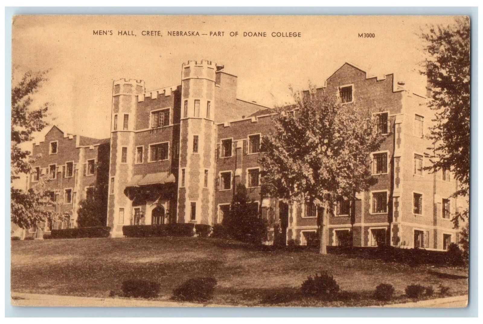 c1910s Men\'s Hall Part Of Doane College Crete Nebraska NE Unposted Tree Postcard