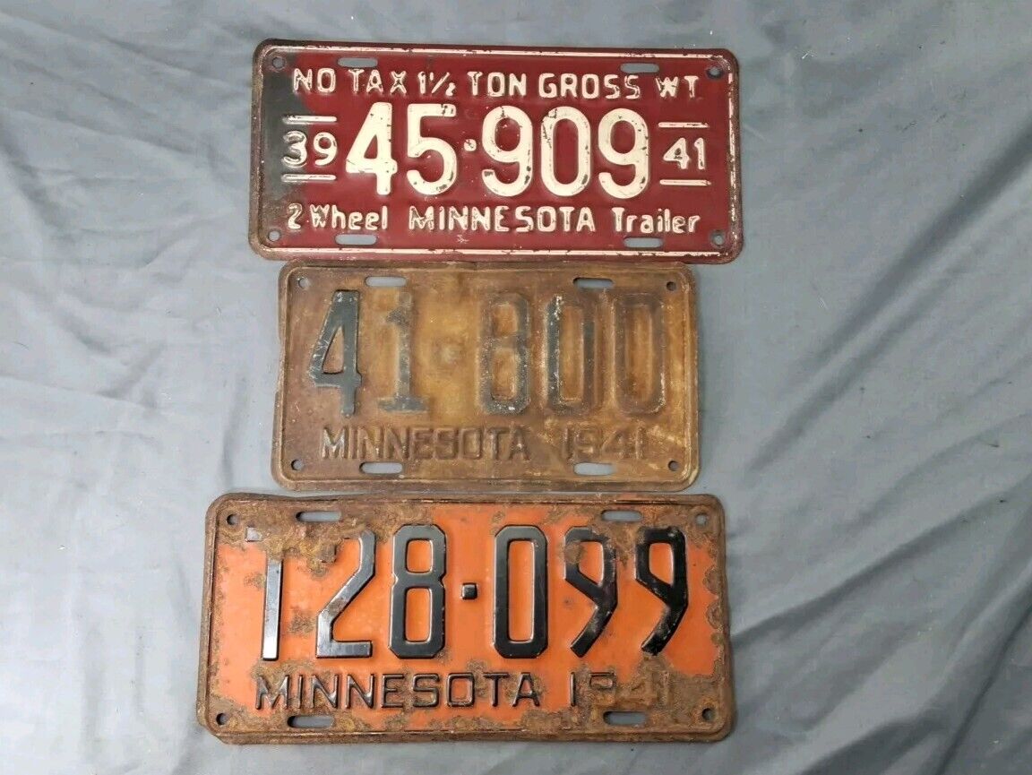 QTY 3  Minnesota License Plates - 1941