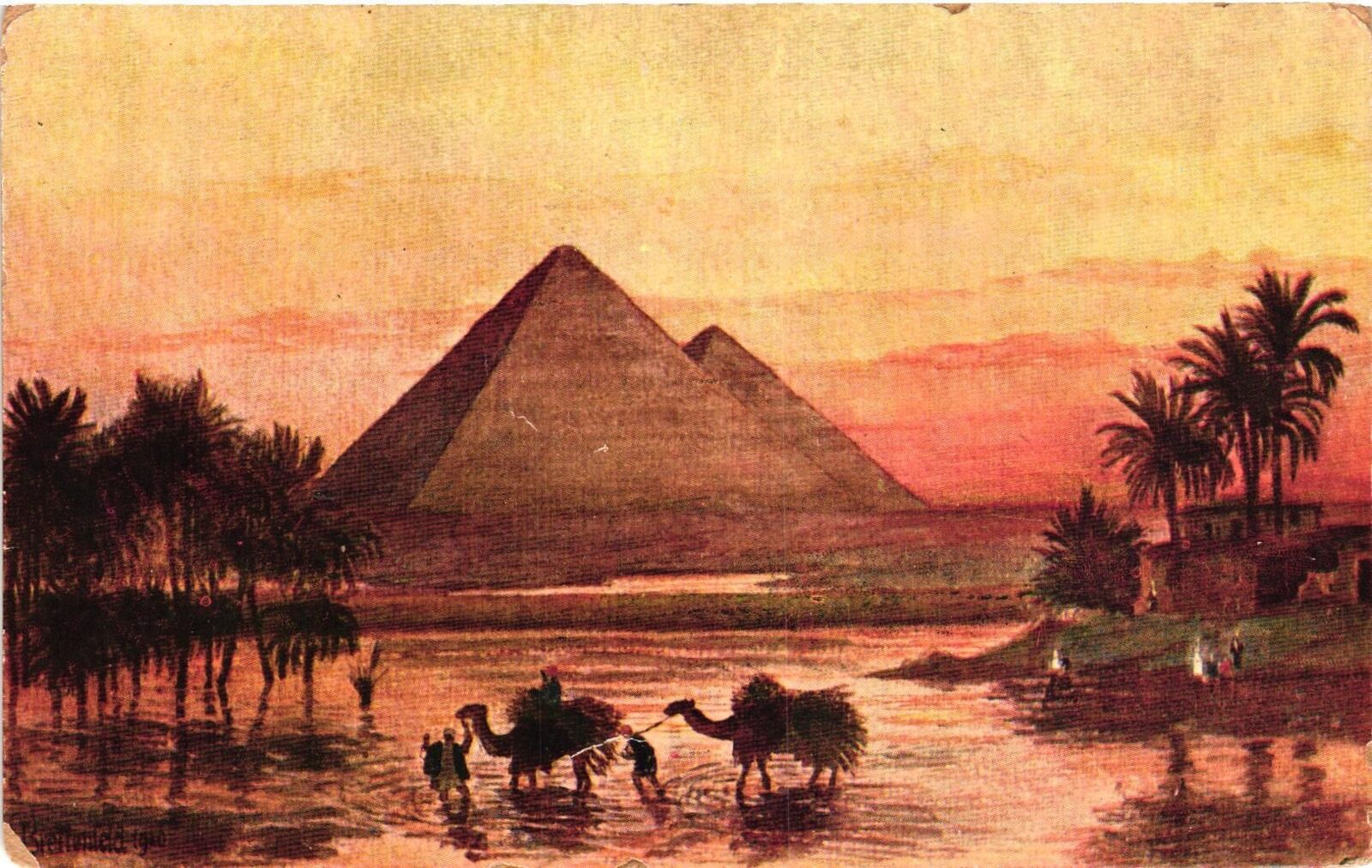 Vintage Postcard- PYRAMIDS, CAIRO, EGYPT