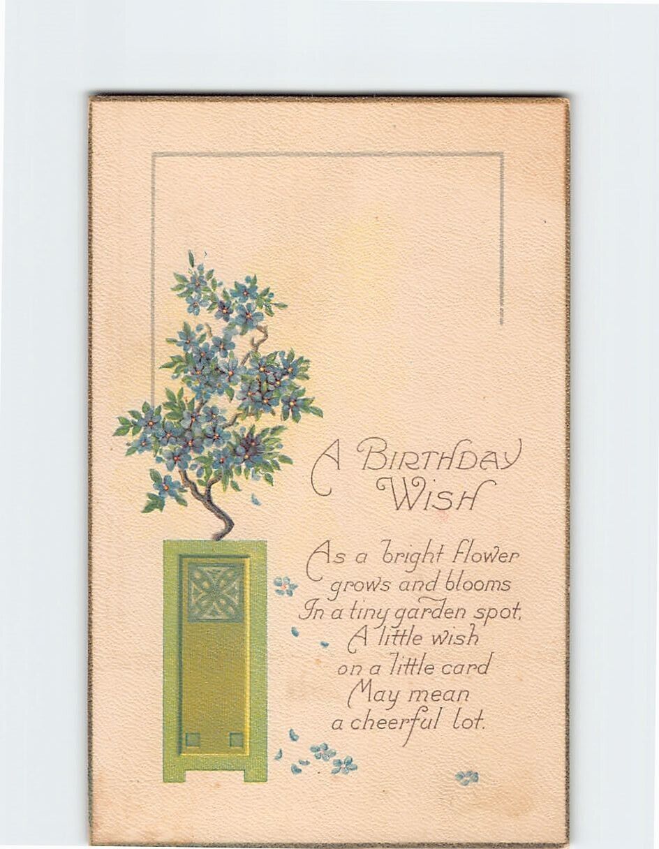 Postcard A Birthday Wish Flower Art/Text Print