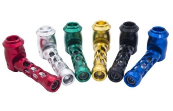 Aluminum Alloy & Glass Tobacco Smoking Pipe Select Color - Quick Ship