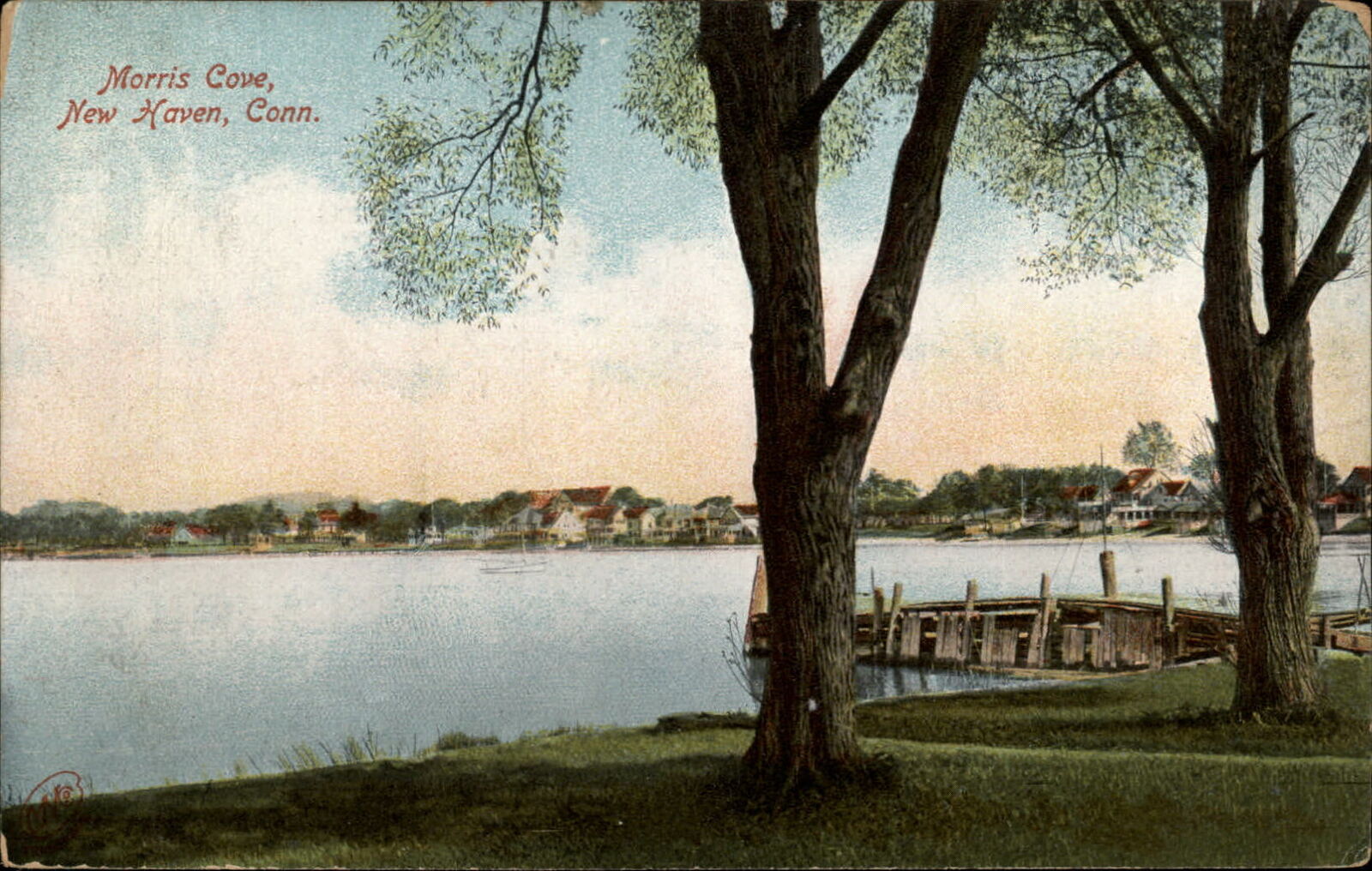 New Haven Connecticut ~ Morris Cove ~ pier ~ scenic view ~ UDB postcard sku197