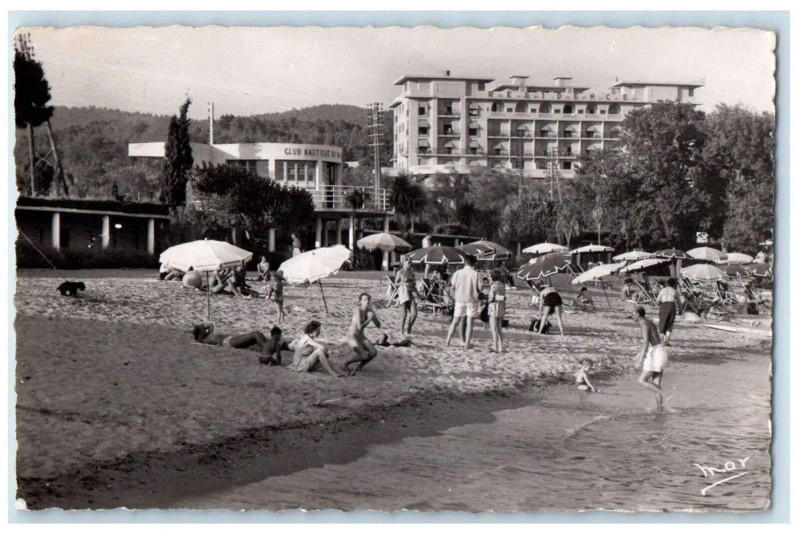 c1950's La Garonnette (Var) Beach Of The Residence France RPPC Photo Postcard