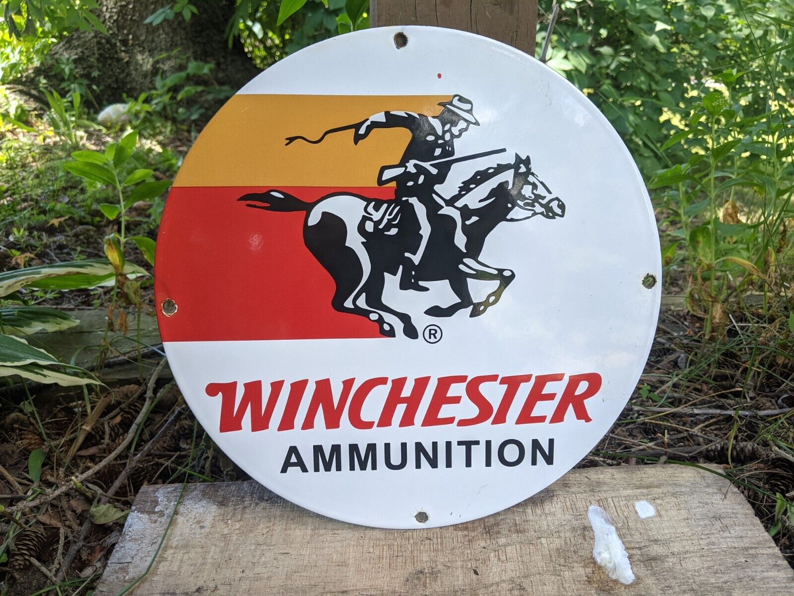 OLD VINTAGE WINCHESTER AMMUNITION RIFLES PORCELAIN SIGN GUN COWBOY AMMO 12