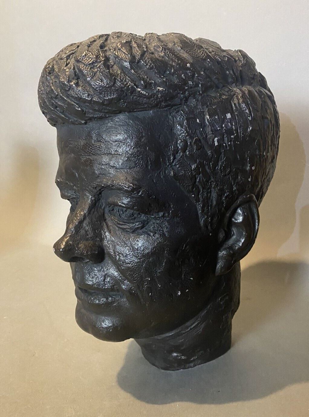 Vintage Austin Productions Figural Plaster Statue Sculpture Bust of Kennedy