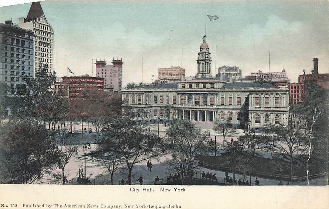c1905 City Hall Birds Eye View People NYC New York City NY P147
