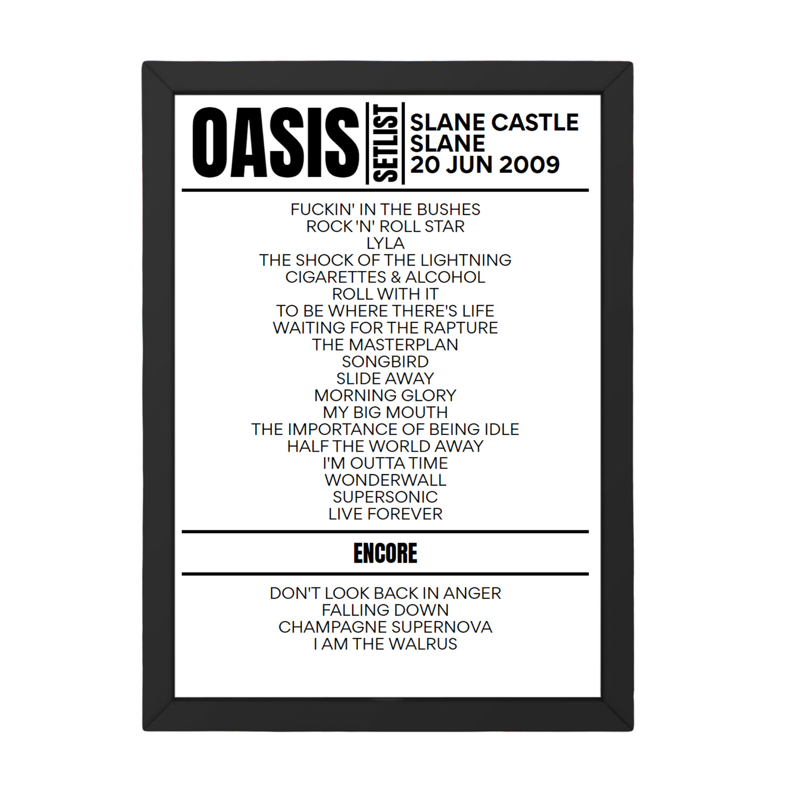 Oasis Setlist 20-06-2009-Slane