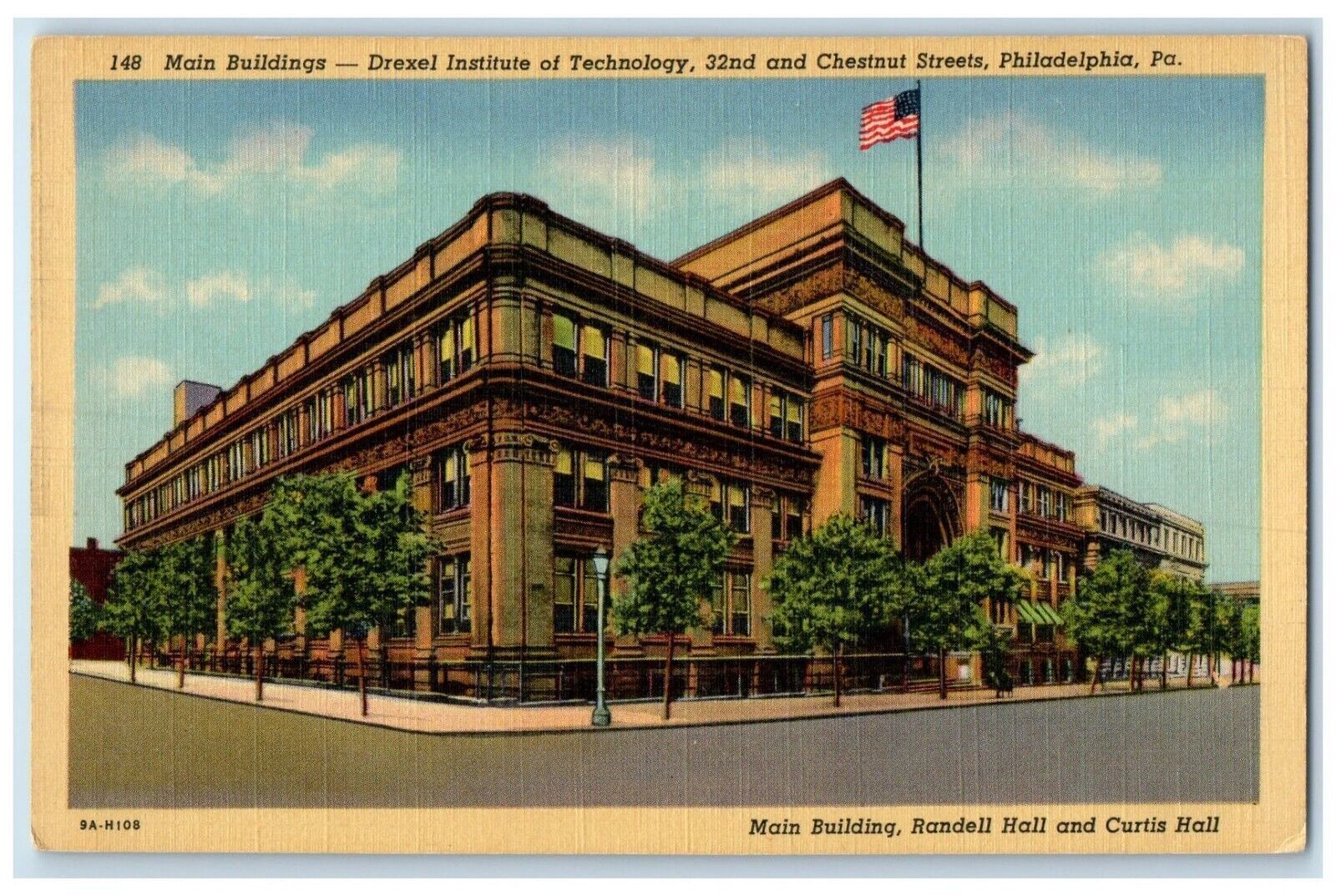 c1940 Main Buildings Drexel Institute Technology Chestnut Philadelphia Postcard