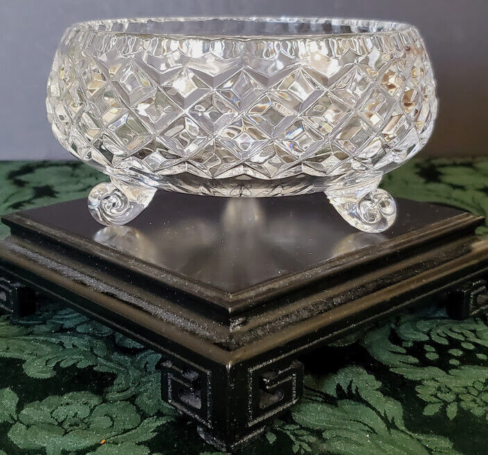 Antique Rare & Unique Gorham Crystal Tri-Footed Bowl Perfect Diamond Pattern