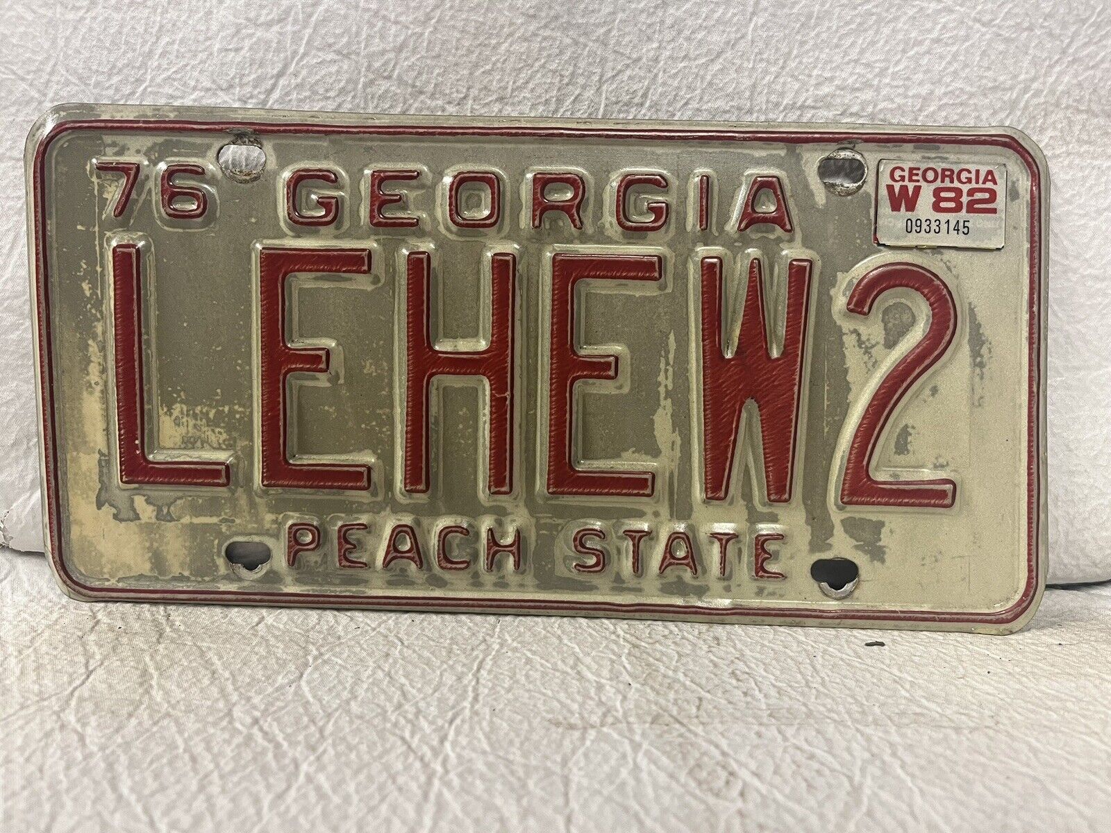 Vintage 1976 Georgia Vanity License Plate ~ LEHEW2