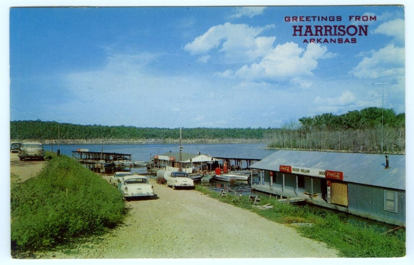 Omaha Arkansas Tucker Hollow Boat Dock Bull Shoals Lake Coca-Cola Signs Postcard
