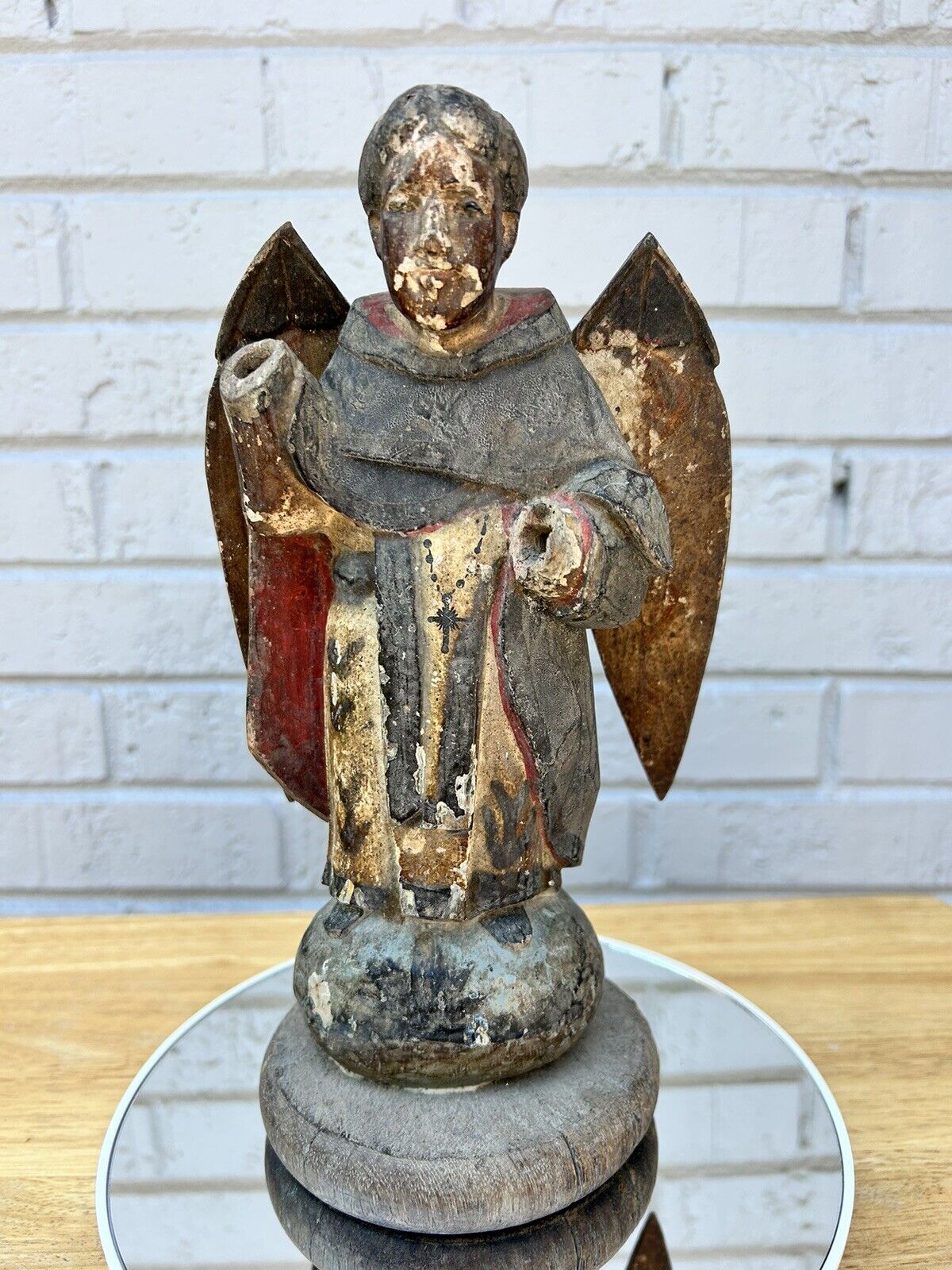 Saint Benedict antique religious statue wood