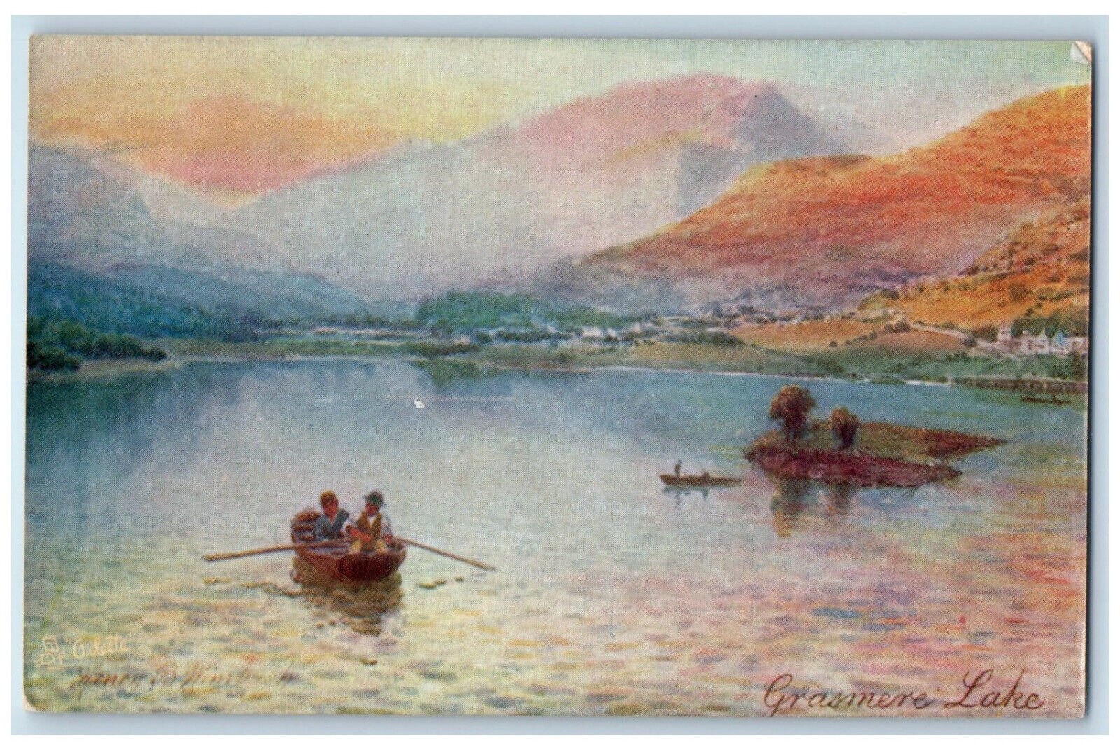 c1910 Grasmere Lake Picturesque English Lakes Cumbria Oilette Tuck Art Postcard