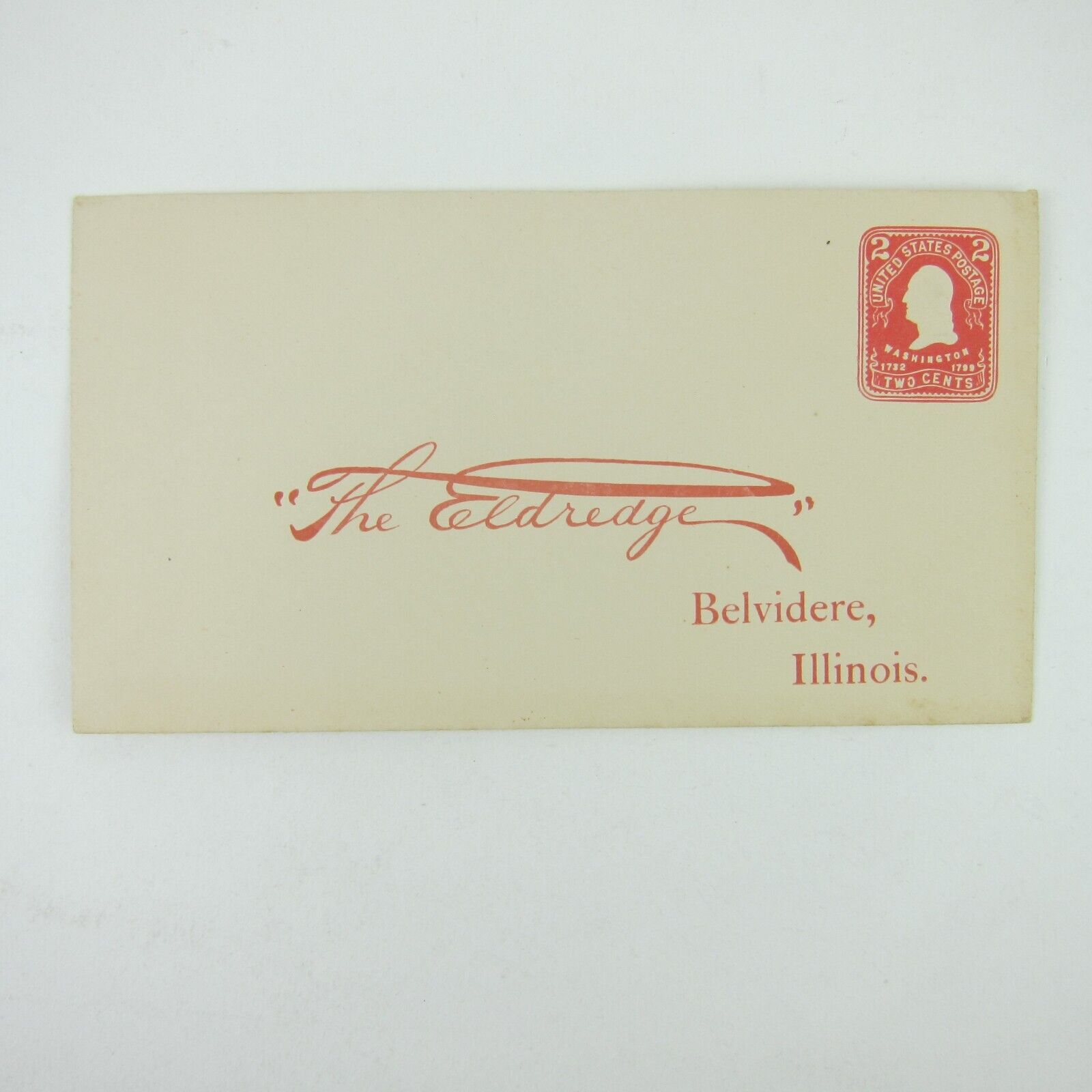 US Postal Stationery The Eldredge Belvidere Illinois 2 cent Washington Antique