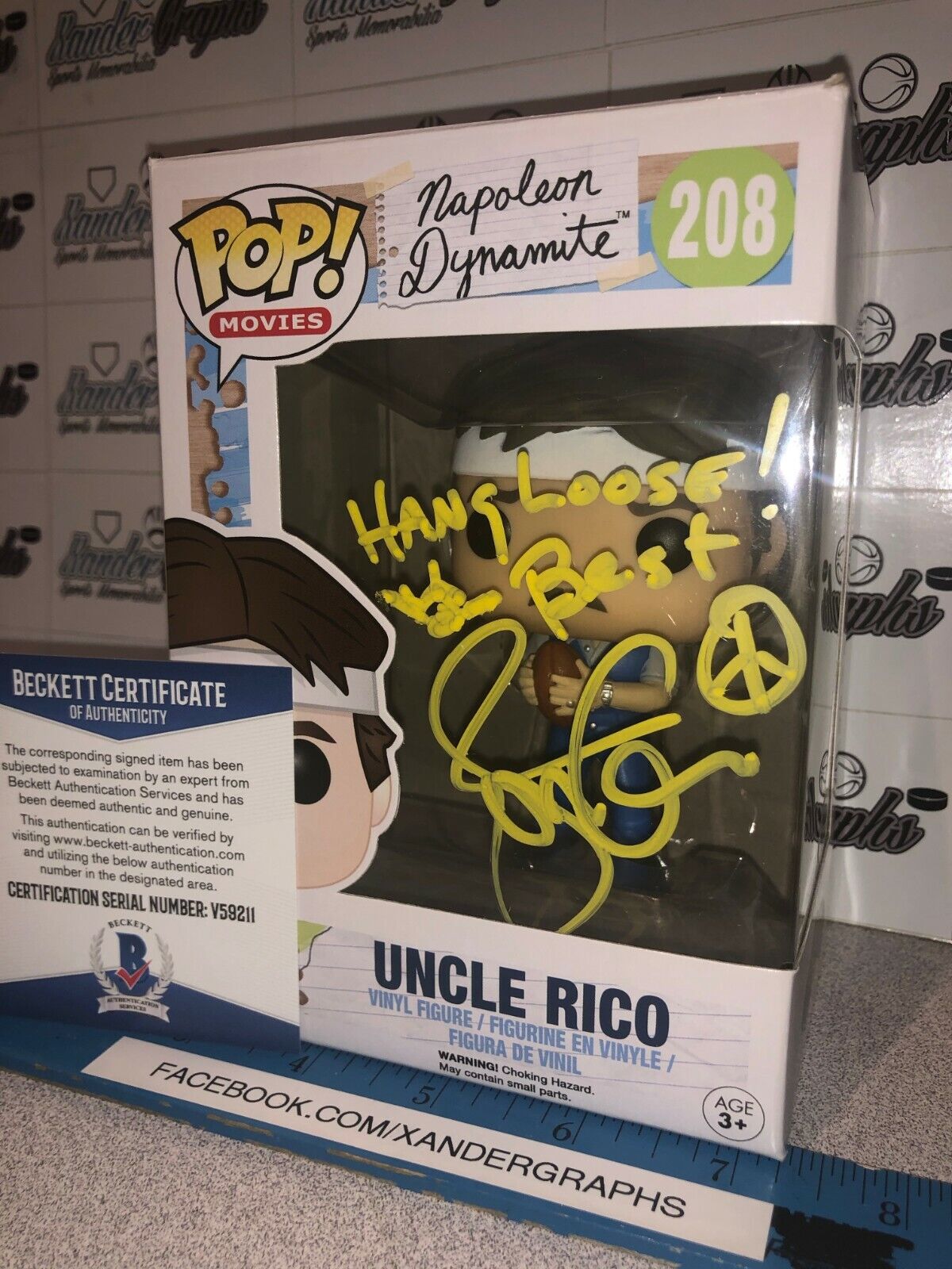 JON GRIES UNCLE RICO #208 SIGNED AUTOGRAPHED FUNKO POP-BAS COA BECKETT Vaulted