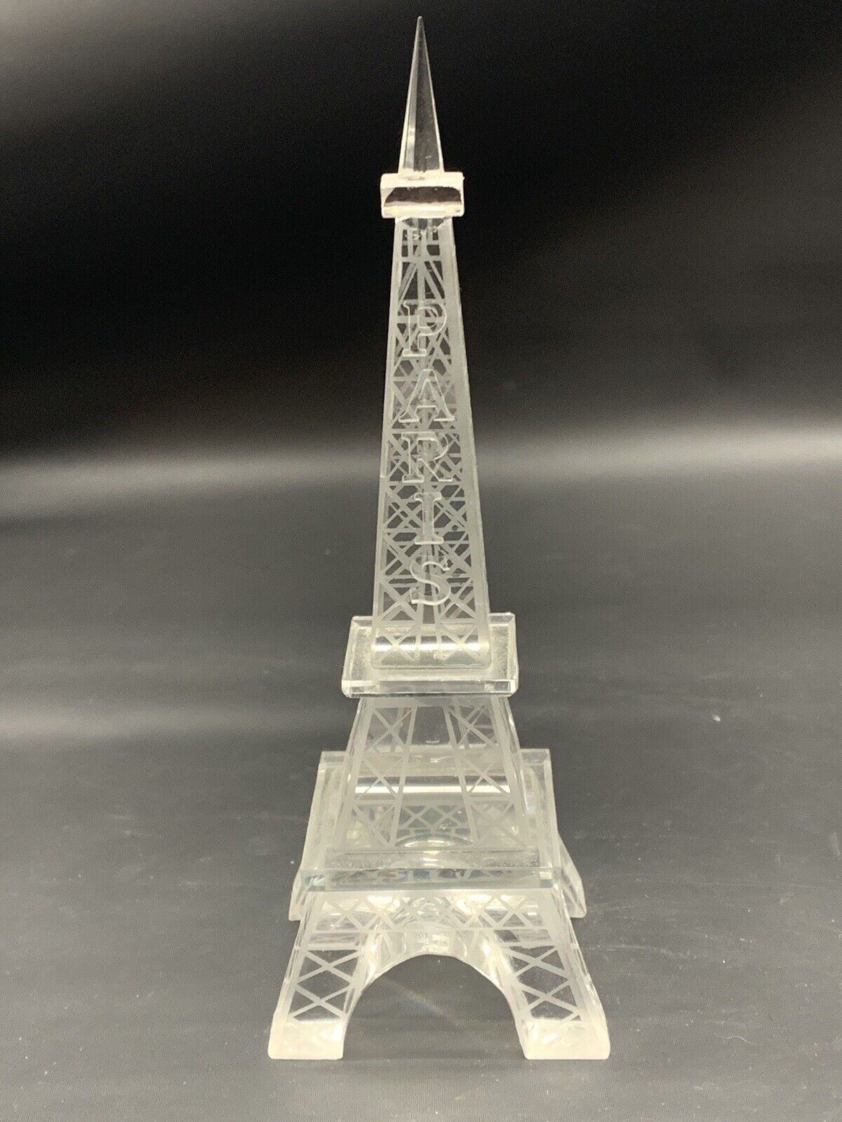 Vintage Cut Etched Crystal Glass Eiffel Tower Paris France Figurine