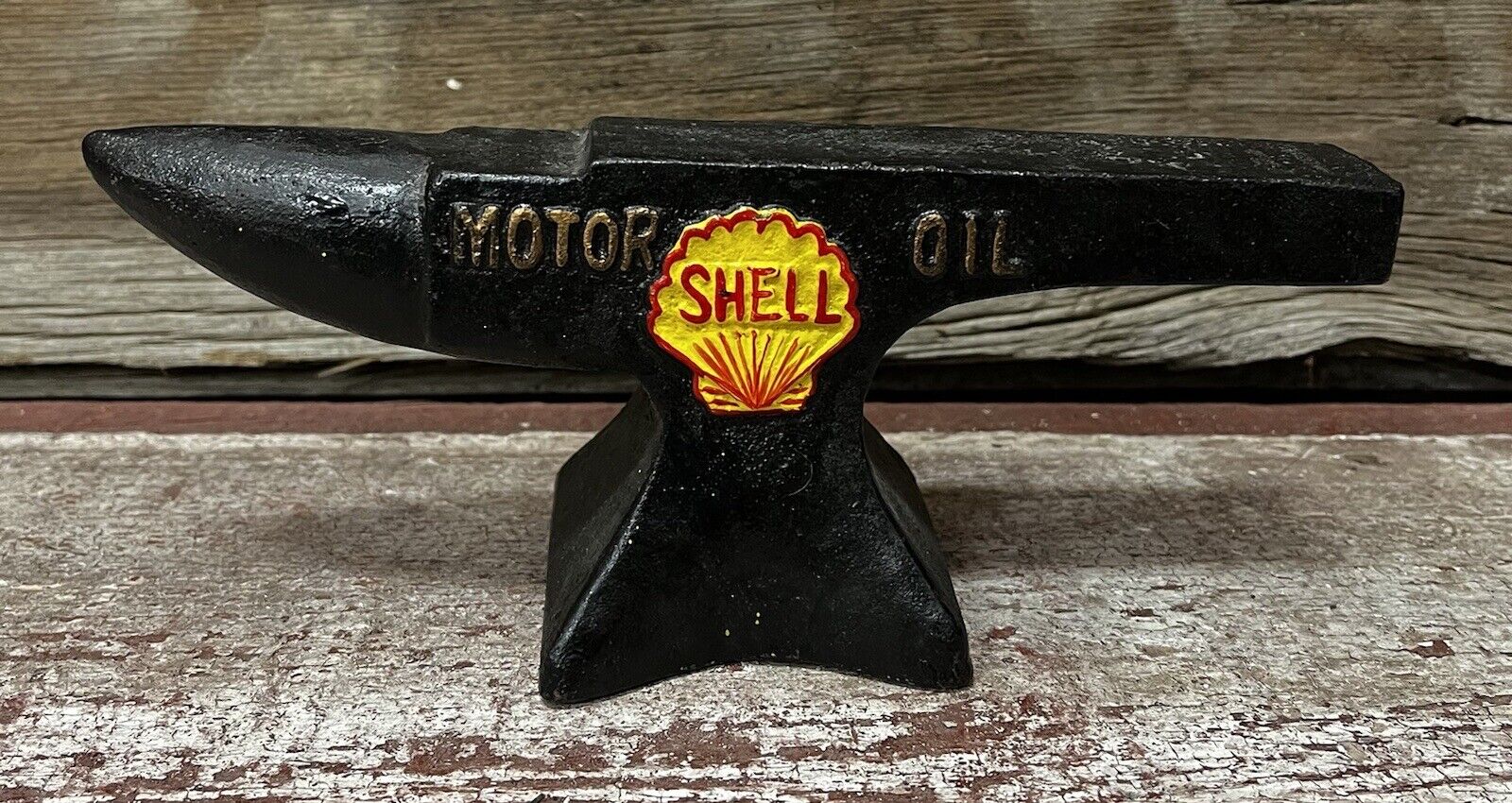SHELL Gasoline & Oil 1927 Heavy Cast Iron Anvil, 9” Long