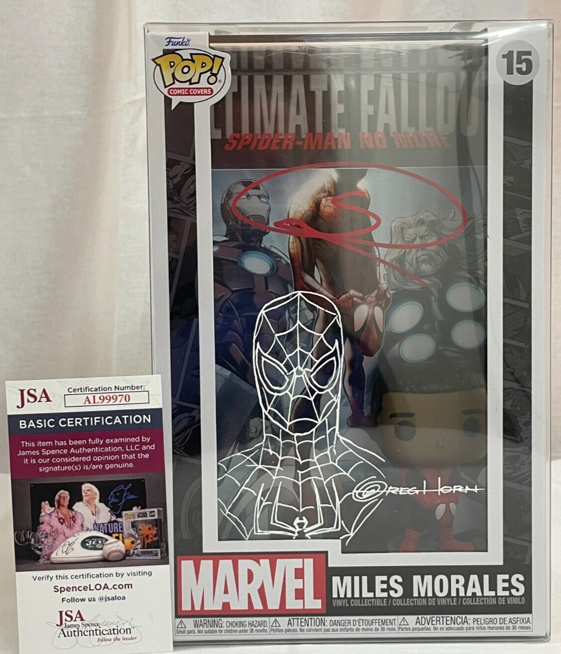 Miles Morales Funko Pop Comic Covers 15 Shameik Moore & Greg Horn signed JSA COA